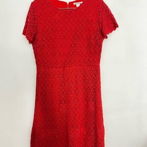 Elegant Red Lace Midi Dress